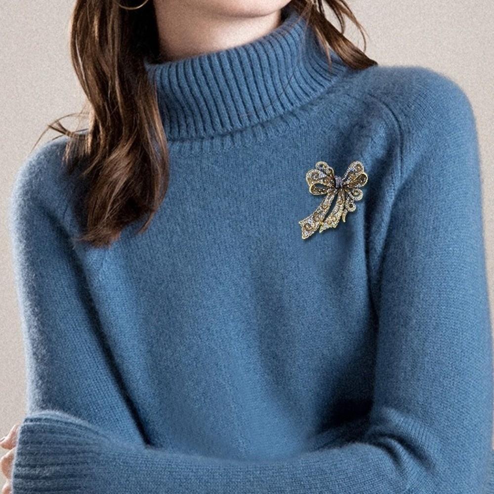 Luxury Rhinestone Bow Brooch Trendy Jewelry Bowknot Pin Fashion Crystal Inlaid Brooch Evening Gala