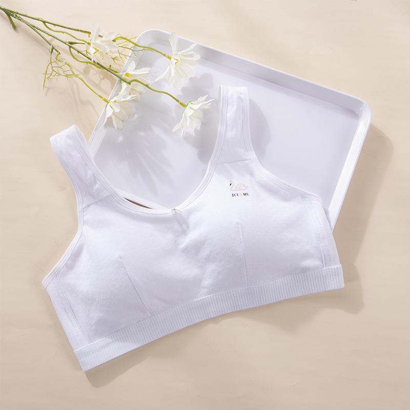 Soft Cotton Seamless Camisole Training Vest for Growing Big Girls Wireless Bandeau Bra Puberty Developmental Underwear for Middle School Students 34/75AB