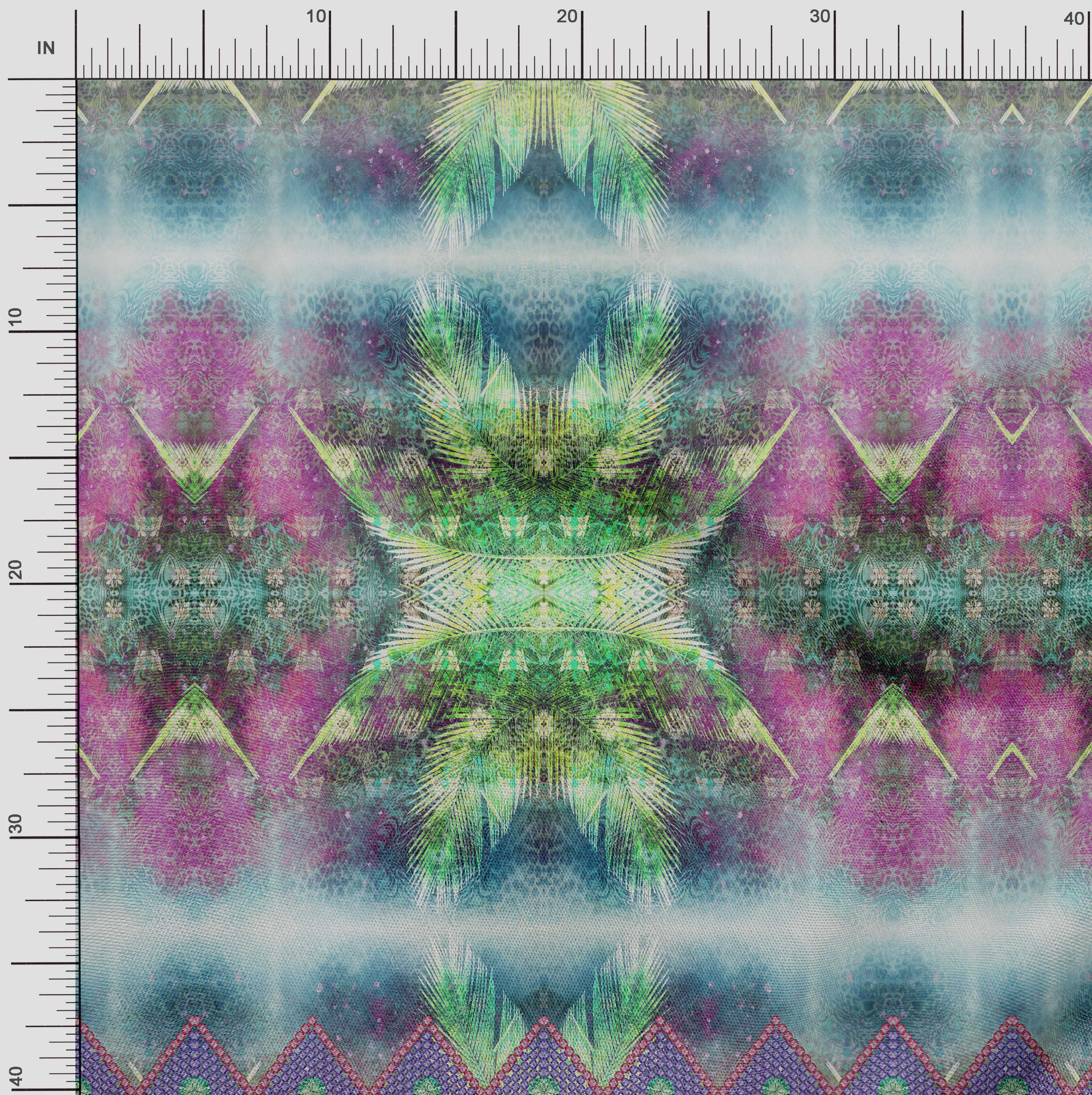 

Тканина Soimoi Japan Crepe Satin Tkanina для шиття з квітковим і панельним принтом, метр 42 дюйма 42 Inch Wide - Poly Crepe зелений