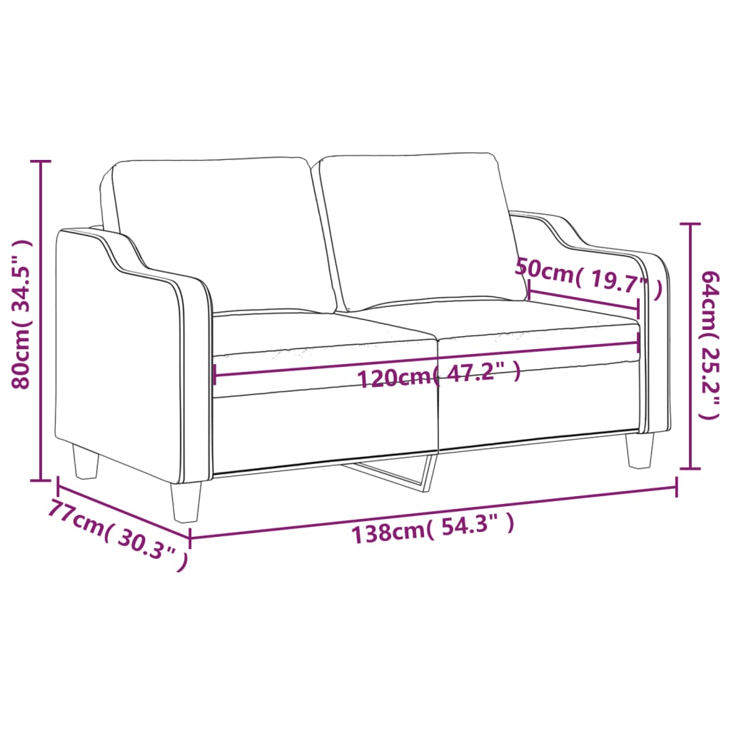 Vidaxl 2-Seater Sofa, Light Yellow, 120 Cm, Upholstered In Fabric