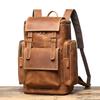 Mochila de Couro Crazy Horse Vintage Bolsa de Viagem de Couro para Exterior Grande Capacidade Mochila de Couro de Vaca para Homens