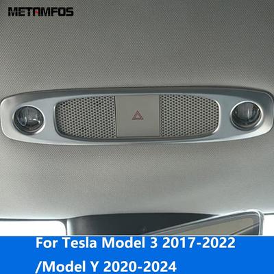 For Tesla Model 3 2017-/Model Y -2024 Carbon Fiber Reading Light Cover Trim Car Roof Lamp Frame Interior Accessories