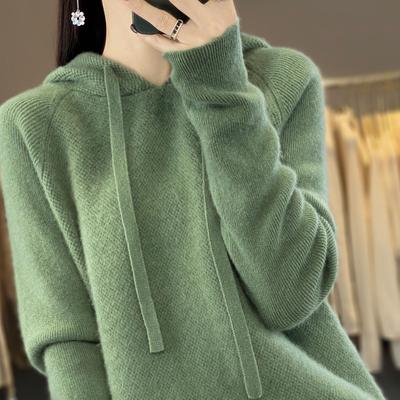 Neue herbst stil wolle pullover mit kapuze regelmäßige pullover frauen strickjacke