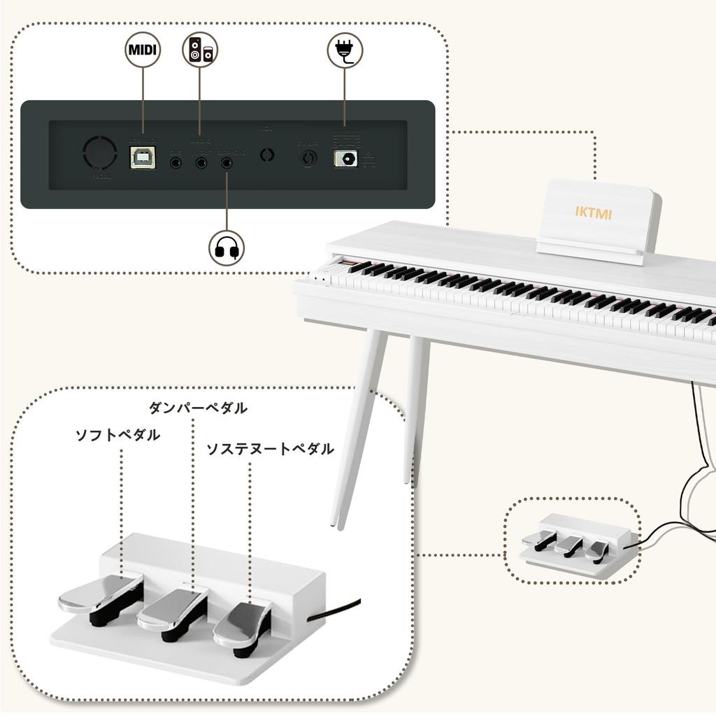 IKTMI Drawer Electronic Piano 88 Keys Wooden Electronic Piano 88 Keys Stand Set Piano Upright Piano MIDI Compatible Beginners Children Pedal Included