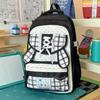Mochila japonesa de dos dimensiones transparente bolsa para el dolor de alto valor estilo ins universitario a cuadros mochila para estudiante de secundaria con múltiples compartimentos