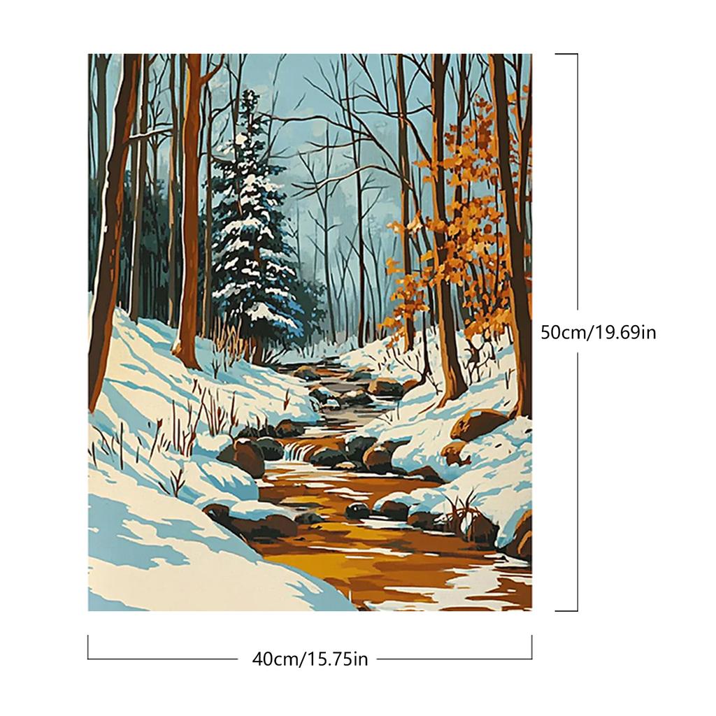 Winter Forest DIY No Frame Acrylic Paint-By-Number Kit 40*50cm Acrylic Paint By Numbers Kit On Canvas for Beginner Wall Decor