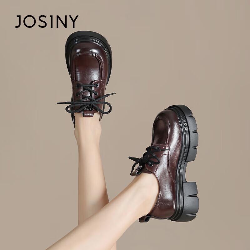 Josiny Women s Chunky Heel Platform Loafers 36