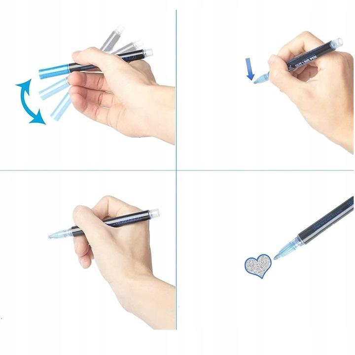 Magic glitter markers with double line effect - set of 8 colors