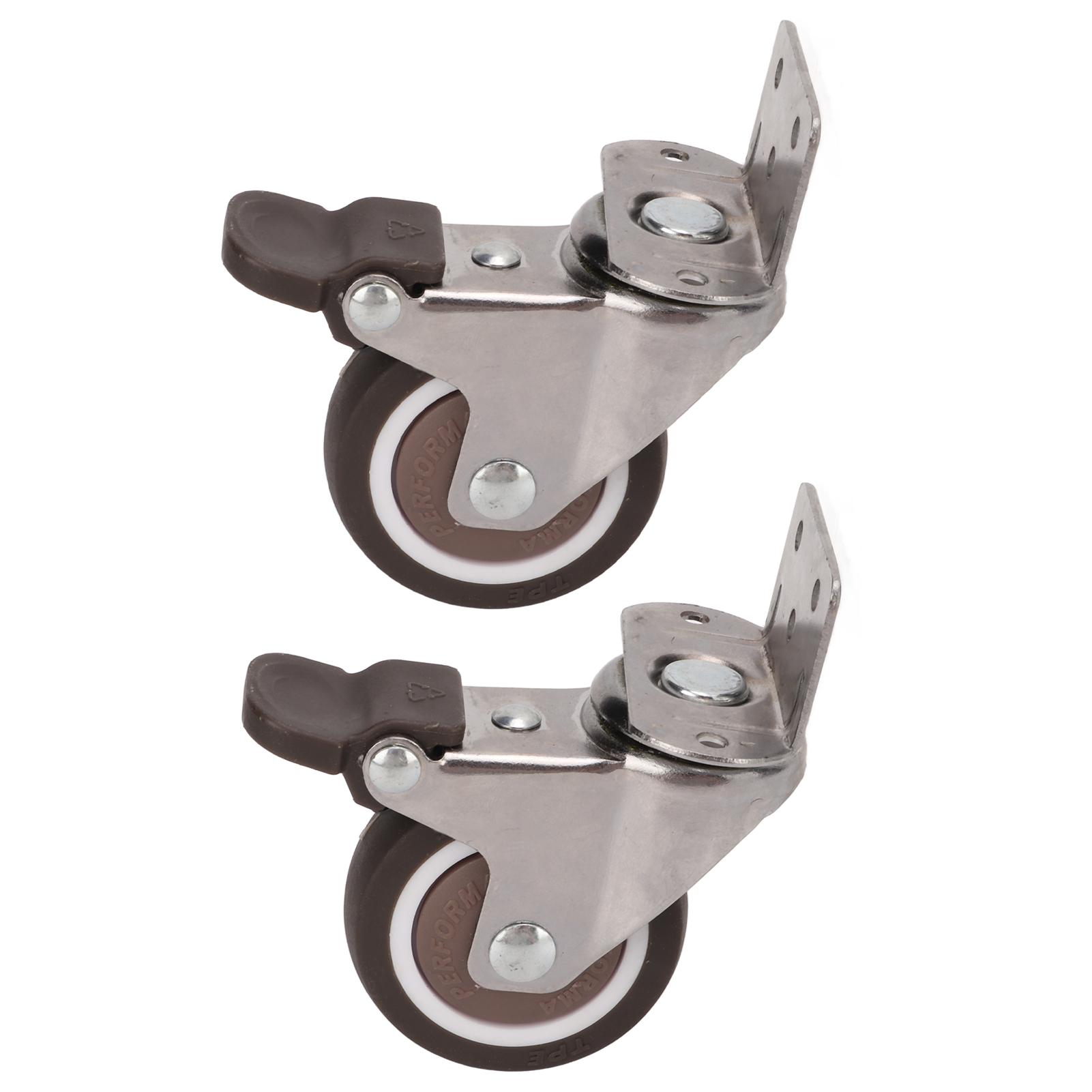 

2Pcs L Bracket Caster with Brake Durable TPE Rubber Metal 360 Degrees Rotating Flexible Low Noise Swivel Plate Caster