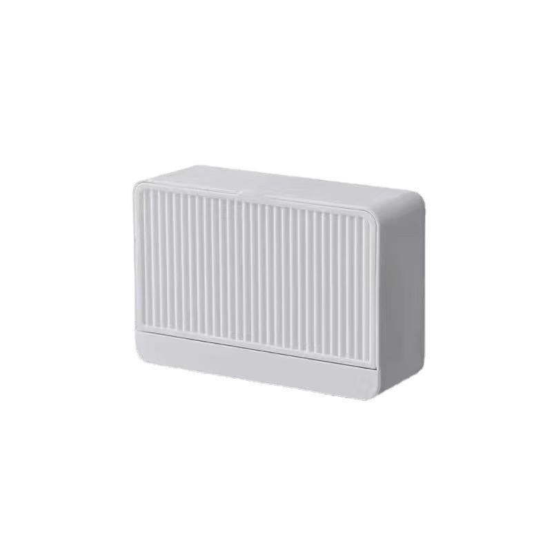 Wall-Mounted Flip-Top Soap Box with Double Compartment and Drainage, Punch-Free Installation for Bathroom