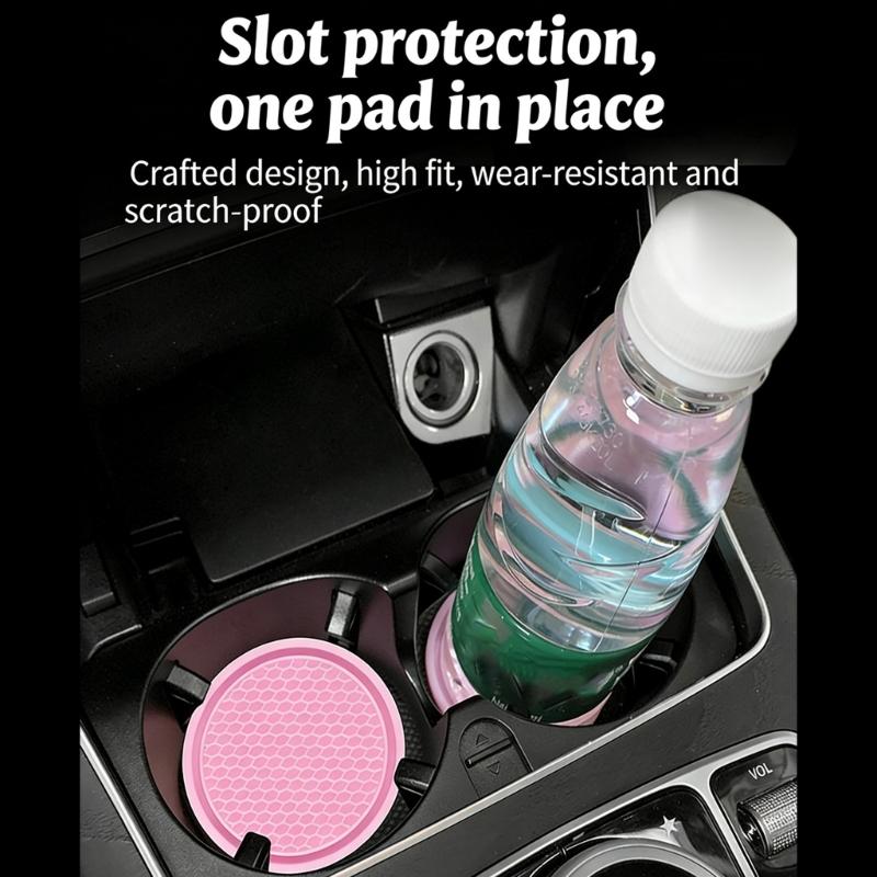 Set of 2 Thickened PVC Automotive Drink Mats Cup Holders Coasters Pads For Secure Placement Of Beverages In Moving Car