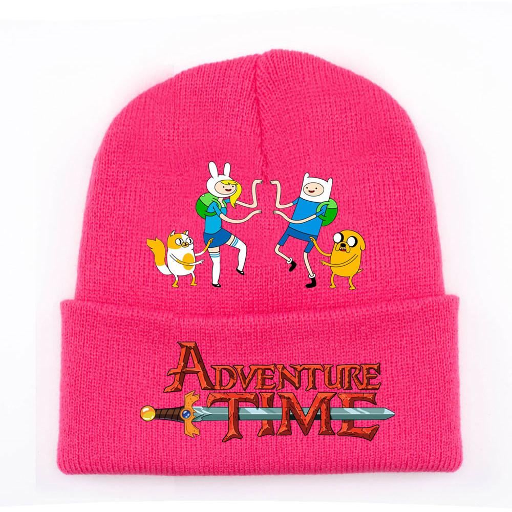 Adventure Time Cartoon Print Acrylic Knit Hat Winter Warm Unisex Beanie For Adults Teens