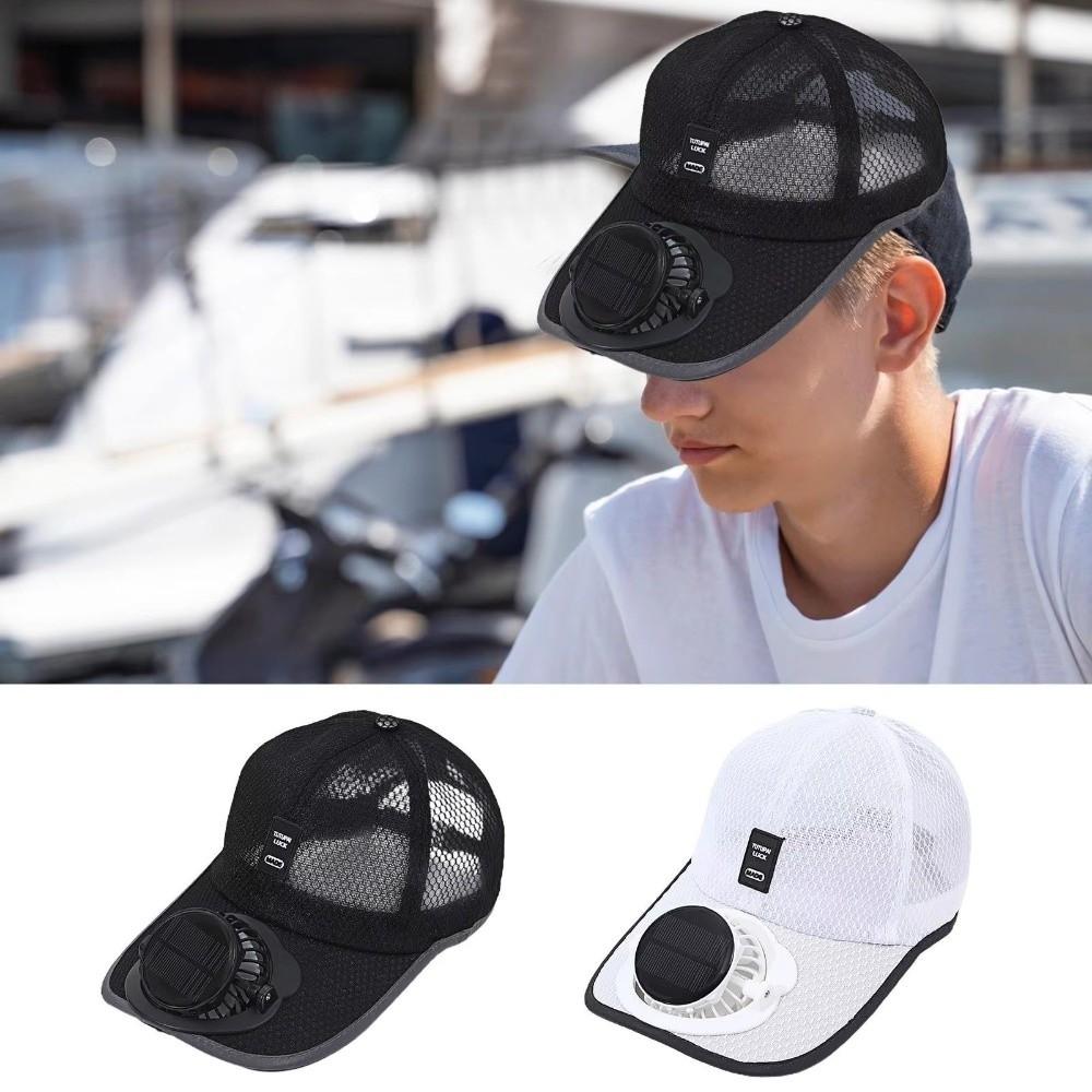 Cappello a Ventilatore Solare Protezione Solare Vento Forte Ventilatore Estivo Cappellino con Visiera Campeggio