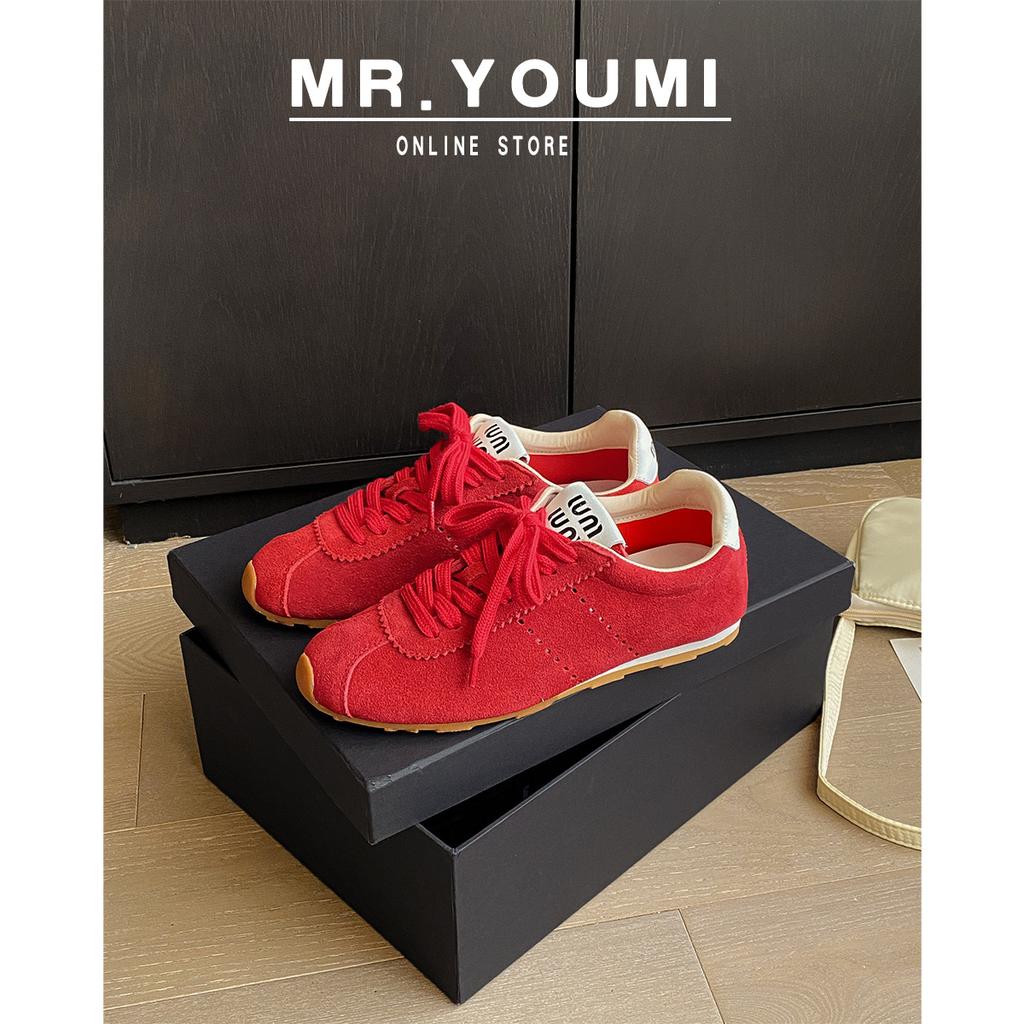 Sheepskin~ Soft sole lace-up light Forrest Gump shoes women's fashion sports and leisure shoes versatile leather retro German training shoes women