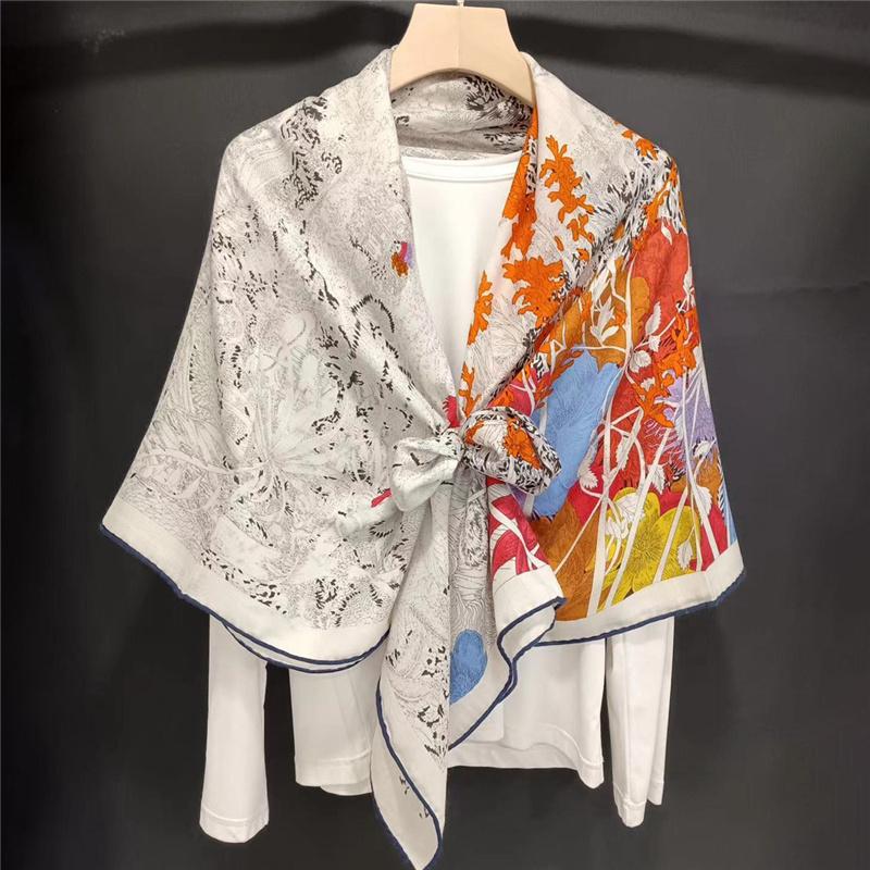 Hochwertiger doppelseitiger quadratischer Schal aus Maulbeerseide und Kaschmir, Herbst- und Winterschal, warmer Schal, Schal, Geschenk für Damen im chinesischen Stil