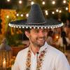 Zonnehoed Mexicaanse Sombrero met Kleurrijke Pompons, Hawaiiaanse Stijl Geweven Strohoed, Brede Rand Lichtgewicht Alle Seizoenen Feestkostuum voor de Zomer
