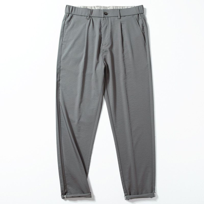 Men s Summer Thin Ice Silk Cotton Smooth Wrinkle-Resistant Quick-Dry Pants 2024 New Versatile Slim Fit Tapered Trousers Grey XL