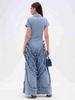 2025 European & American Women's Denim Jumpsuit: Short Sleeve, Lace-Up, Wide-Leg Jeans
