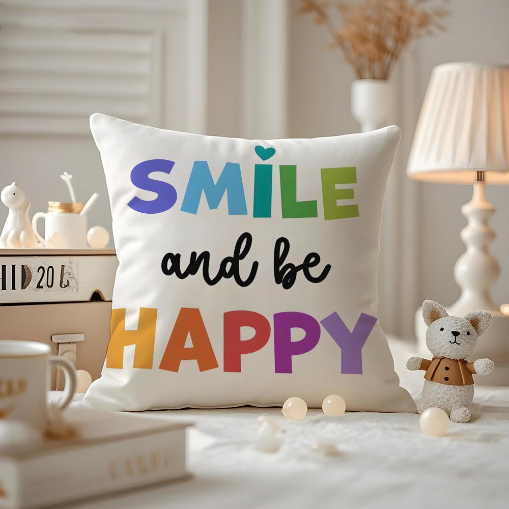 Cartoon Rainbow Sun Cushion Cover Anti-dustmite Pillowcase Invisible Zipper Silky Short Plush Sofa Cushion Cover