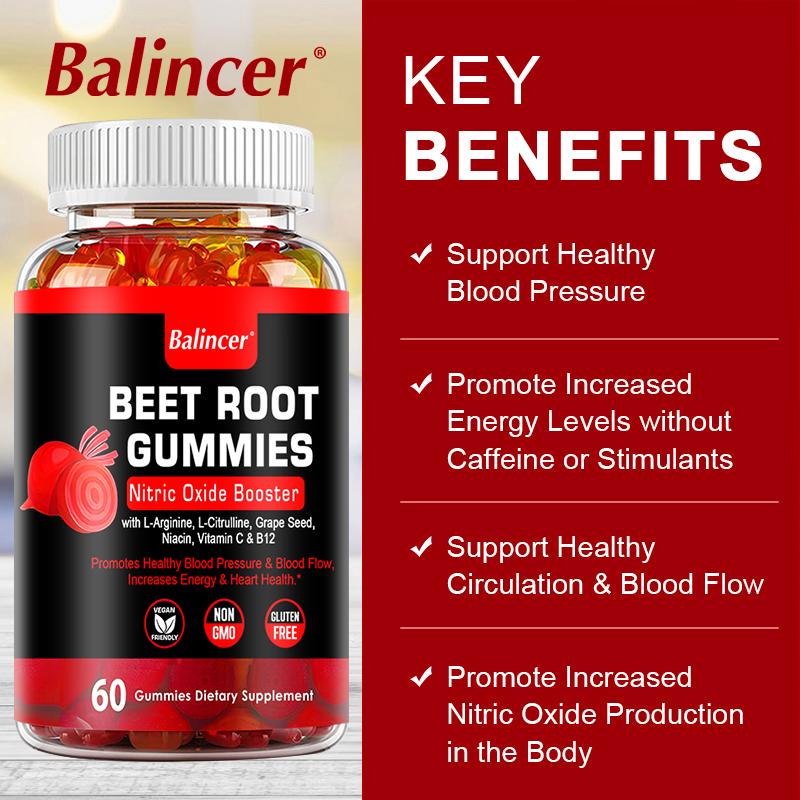 Balincer Rote-Bete-Gummibärchen Stickstoffmonoxid-Booster, 60 Stück