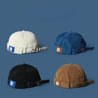 Corduroy Skullcap Men and Women Couple Fashion Brand Trend Chinese Landlord Hat Sailor Hat Autumn Winter Ruffle Hat Hip Hop