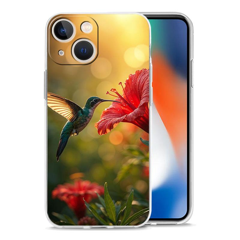 Phone Case For iPhone 16 Cases iPhone 15 12 13 14 16 Pro Max X XR XS Max 15 Plus 16Pro iPhone11 Clear Soft Cover Hummingbird