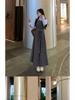 French-Style Two-Piece Long-Sleeve Plus Size Elegant Spring Dress with Waist-Cinched Skirt