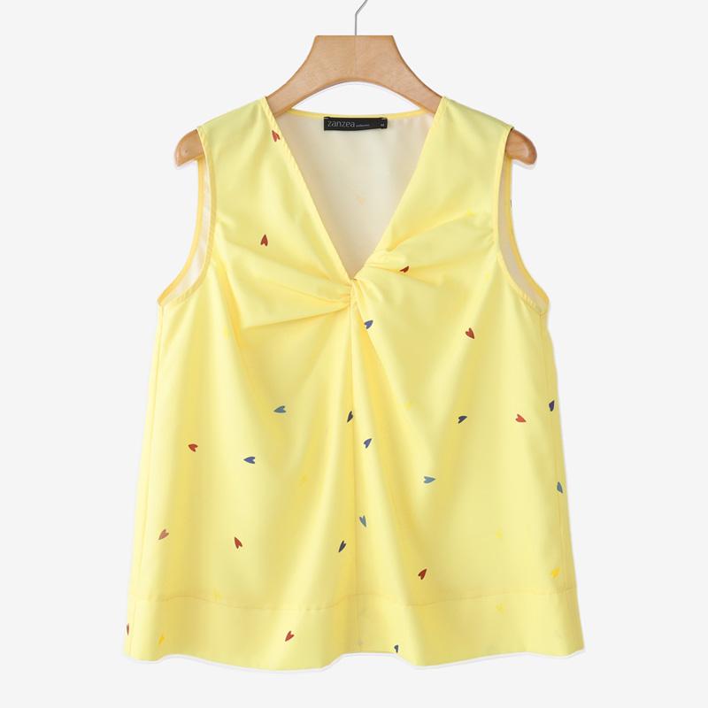 

ZANZEA Женские летние повседневные майки без рукавов с V-образным вырезом 5XL жёлтый