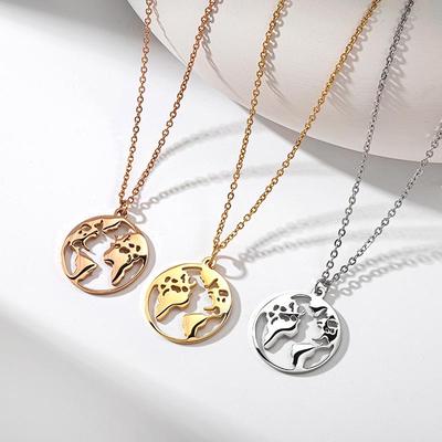 Personalized Titanium Steel World Map Hip Hop Necklace - Unisex, Trendy, Light Luxury & Versatile.