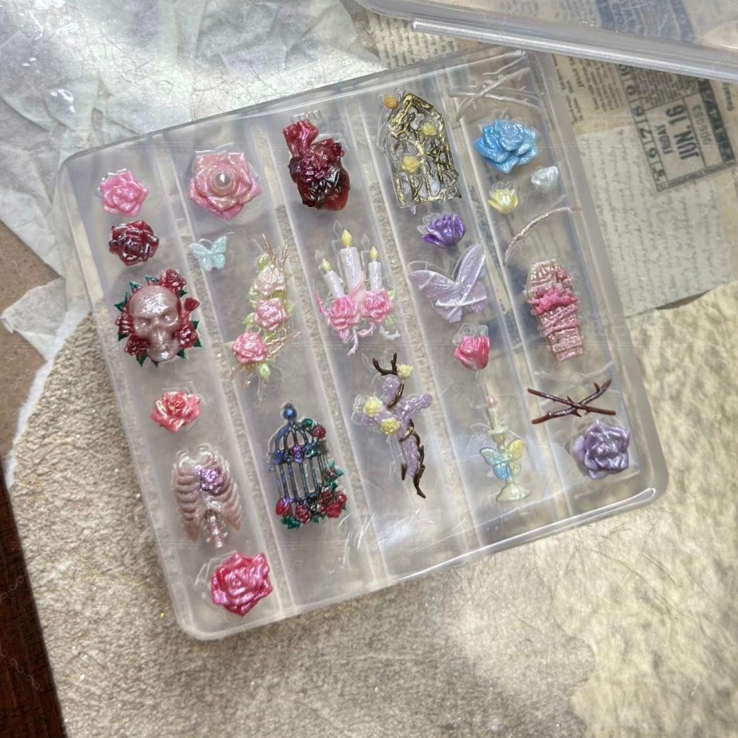 Dark Gothic Rose Thorn High-Transparency Nail Art Mold