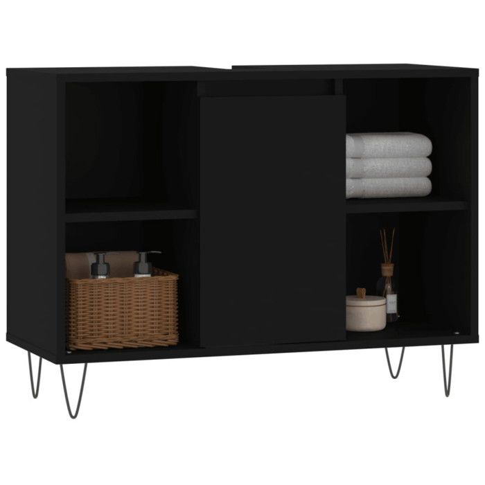 VidaXL Armoire de salle de bain noir 80x33x60 cm bois d'ingénierie 831629