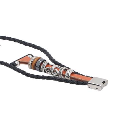 Watch Beaded Bracelet Retro Ethnic Style Faux Leather Alloy Watch Wrist Strap for Xiaomi Band 8 Pro Brown