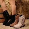New Style Shoes: Retro Short-top Low-heeled Boots for Women, Round-toed Thick-heeled Side-zipper Boots for Women