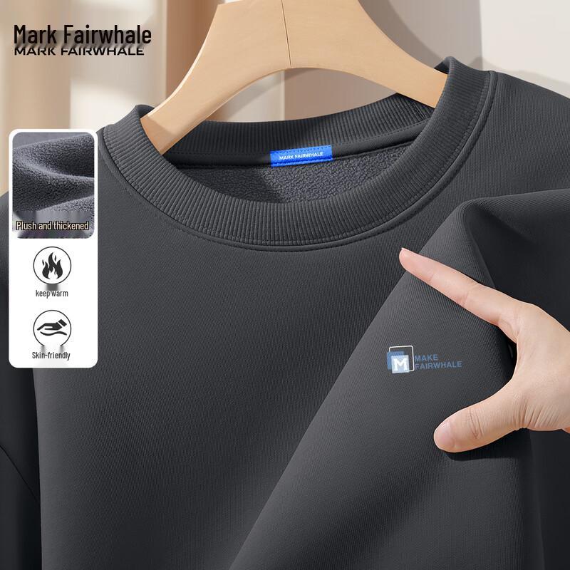 Mark Fairwhale Men's 2025 Winter Fleece-Lined Round Neck Sweatshirt