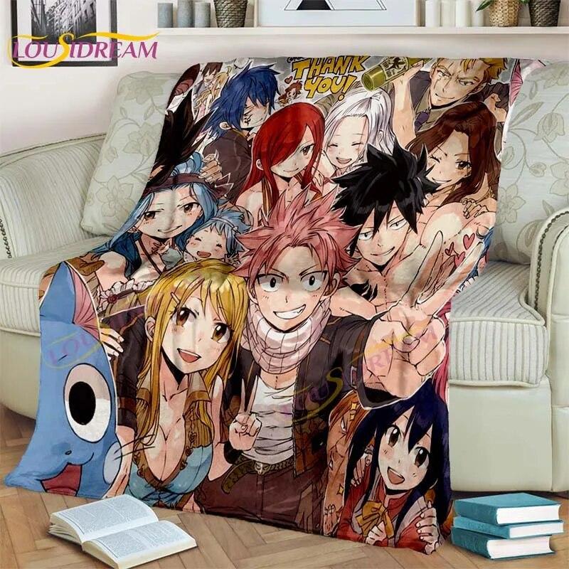 Fairy Tail Blanket Anime Blanket Natsu Blanket 3D Cartoon Covered Blanket Flannel for Bedding Children Room Decor Warm Blanket
