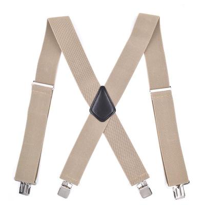 Herren Hosenträger mit 4 Clips, Khaki, 5 cm breit und längenverstellbar, auf Lager.