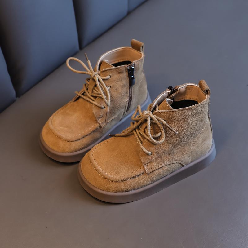 Kinder Martin Stiefel 2025 Herbst neu Britischer Stil Leder Jungenstiefel Babyschuhe Frühling und Herbst Einzelschuhe Mädchen Kurzstiefel