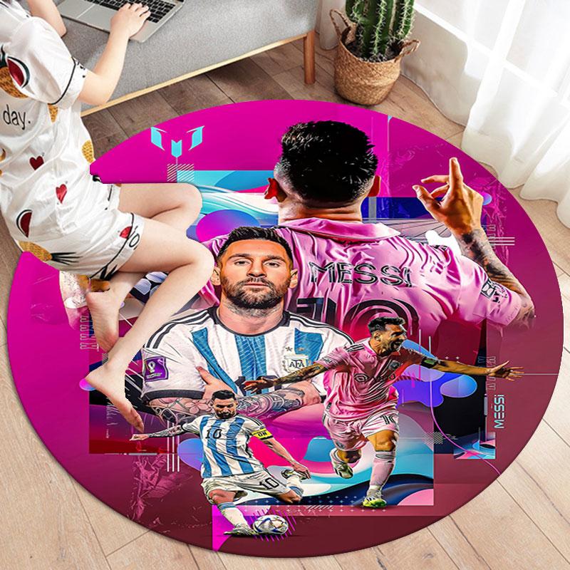 Messi Round Area Rug,Carpet Rug for Living Room Bedroom Sofa Playroom Decor,Non-slip Floor Mat
