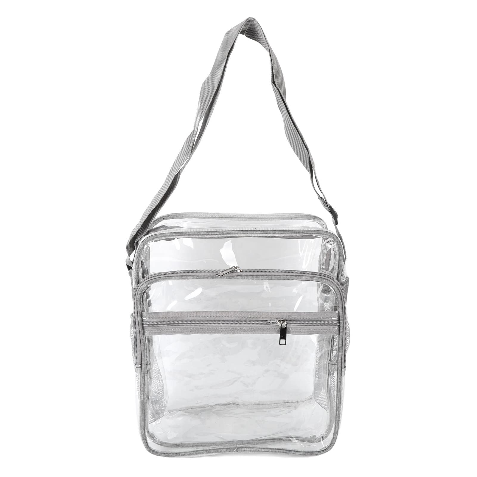

Stadium Approved Clear Tote Bag, Lightweight, Large Capacity, Transparent PVC Shoulder Bag with Adjustable Strap, Unisex (Gray)
