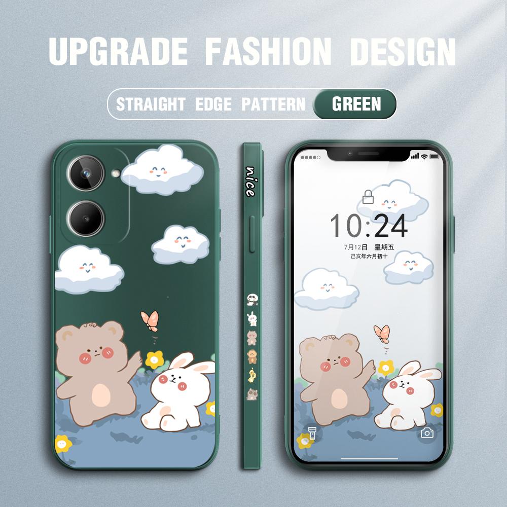 Lovely Cute Cartoon Phone Case for IPhone 14 13 12 11 Samsung Galaxy S23 S22 A52 A52S Soft Full Protection Square Liquid Silicone Cover