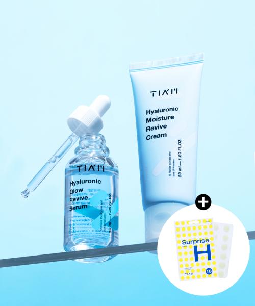 Tiam Hyaluronic Glow Revive Serum 40ml + Revive Cream 50ml Set + H Patch Gift NONE