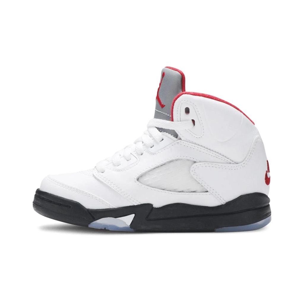 Air Jordan 5 Retro PreSchool 'White Fire Red' 2020 (Unisex) True White / Fire Red / Black / Metallic Silver Kids' Basketball Shoes 440889 102