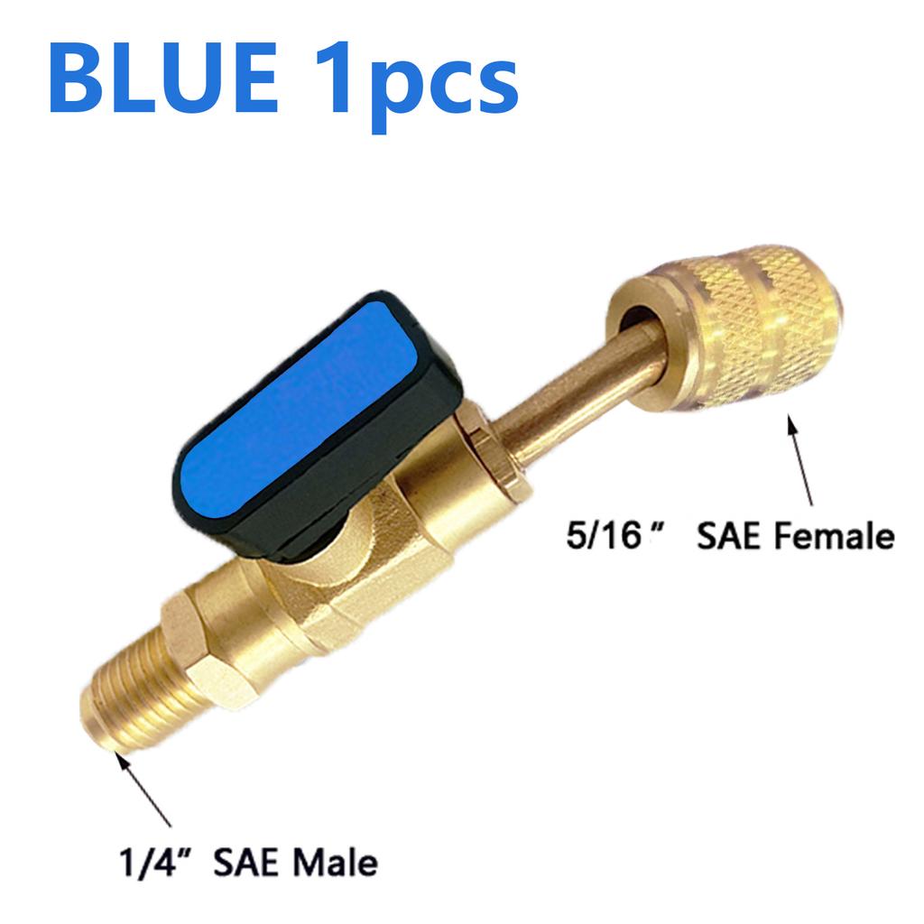 1/4" SAE Male Refrigerant R22 R12 R410a Angled Shut-Off Ball Valve Adapter Air Conditioning Charging Hoses AC Refrigerant Tools