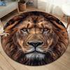 Lions and Tigers Round Area Rug,Carpet Rug for Living Room Bedroom Sofa Playroom Decor,Non-slip Floor Mat