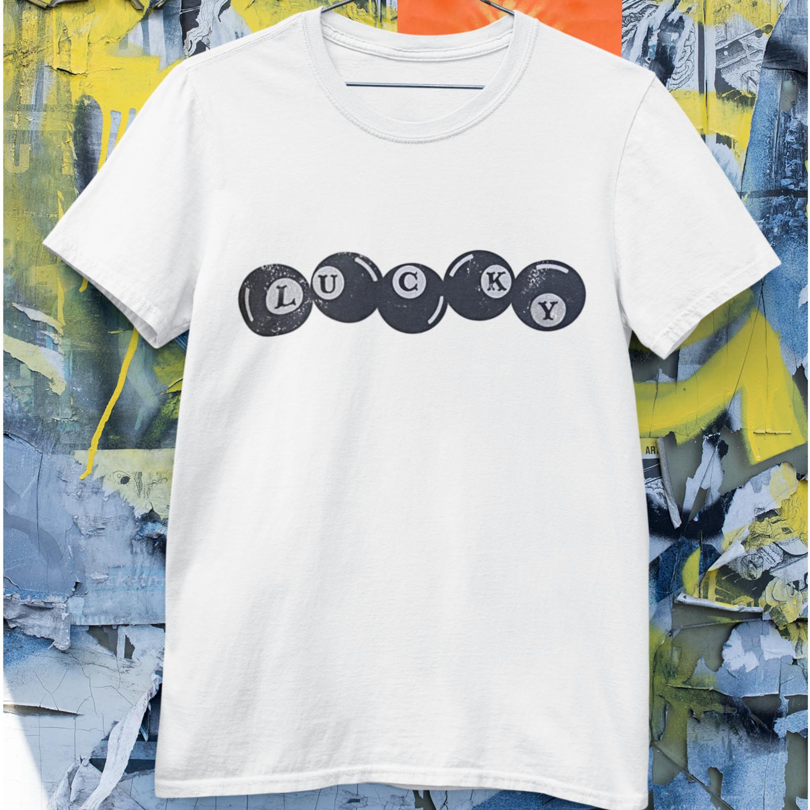 Lucky Billiards T-Shirt Funny Pool Balls Graphic Unisex Tee XL