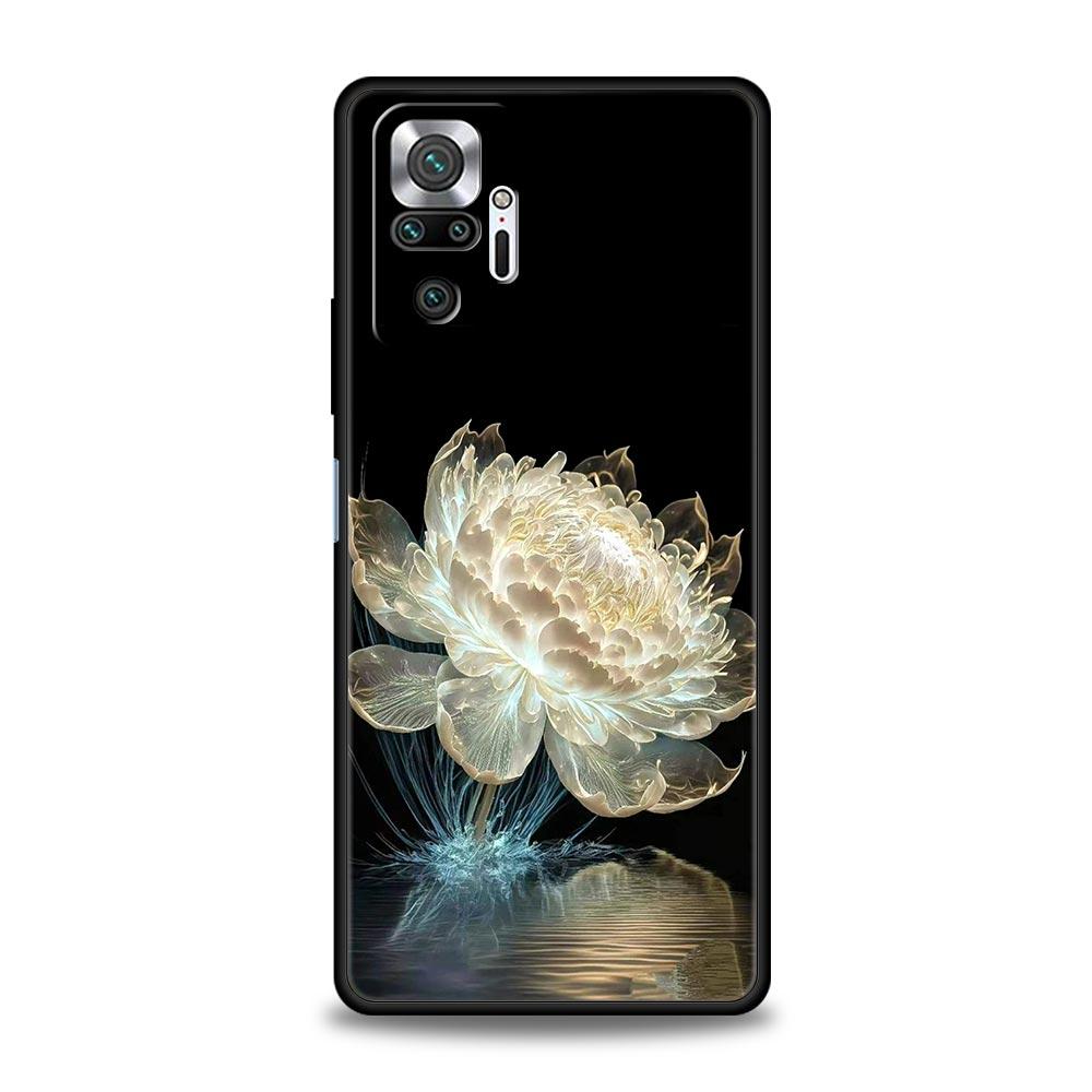 Phone Case For Xiaomi Redmi Note 14 13 12 5G 11 10 Pro Plus 4G 9S 9 14C 13C 12C 10C 9C 9A Soft TPU Cover Luxury Lotus Flower