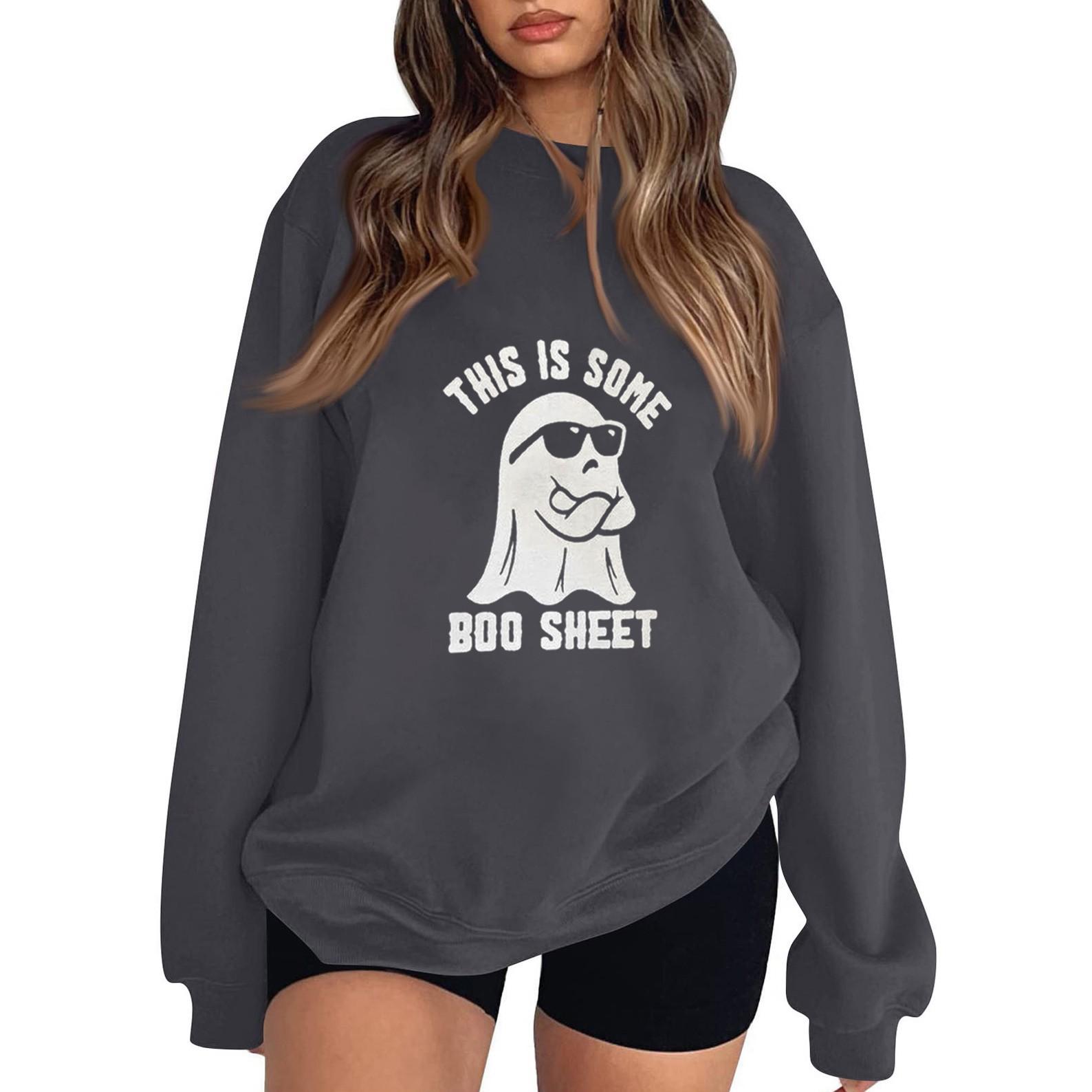 

Женская модная повседневная толстовка с длинным рукавом и принтом на Хэллоуин S