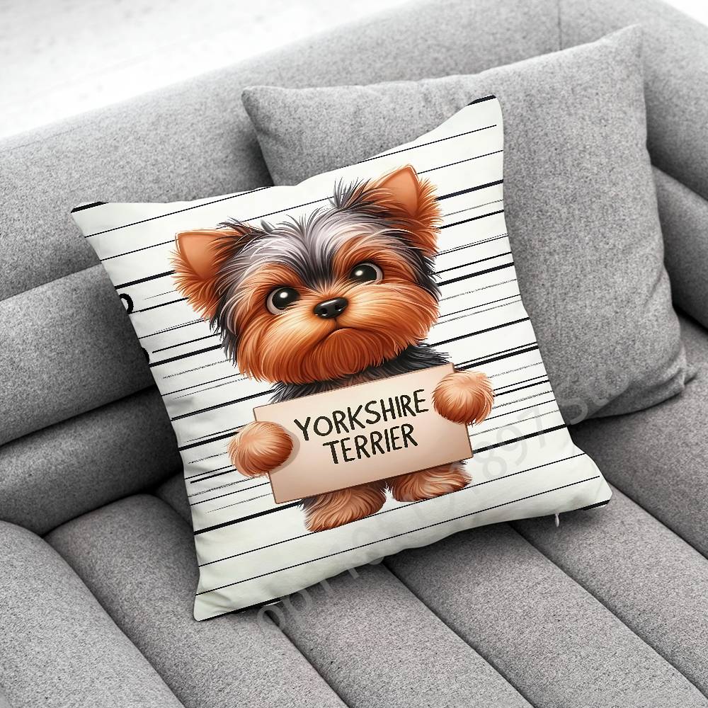 Yorkshire Terrier Dog Puppy Throw Pillow Case For 30x30cm 40x40cm 45x45cm 50x50cm 55x55cm Square Sofa Pillowcase Shell