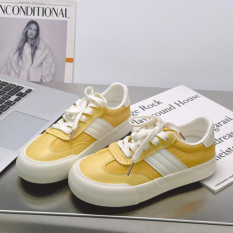 

5 однотонных женских летних новых дышащих низких кед на плоской подошве в стиле кампус, универсальных, повседневных и удобных 40 лимонно-желтый