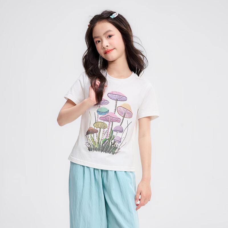 Sommer-T-Shirt für Mädchen mit Pilzdruck, kurzärmlig